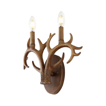 Oakley 13.25" 2-Light Southwestern Bohemian Resin/Iron Faux Antler LED Sconce - JONATHAN Y